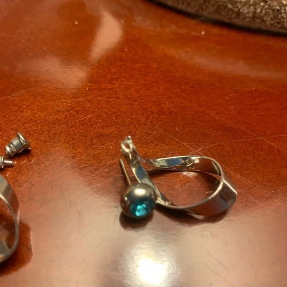 Sterling Silver Earring Jackets and costume blue stud earrings. - Picture 3 of 7
